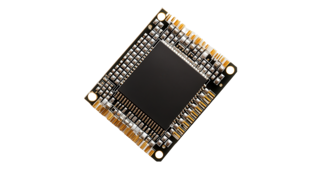Digital gas sensor chip, Transparent background, PNG file