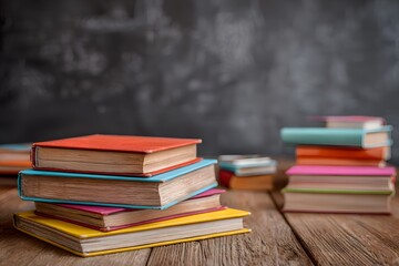 Back to school. Stack book in classroom