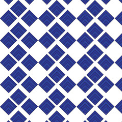 Geometric blue diamond pattern seamless repeat on white background for decorative design