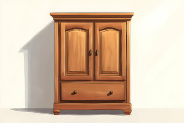 Classic wooden wardrobe with drawers in minimalist setting