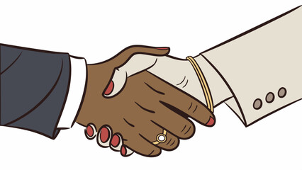 Vector illustration of handshake between two people isolated on white background

