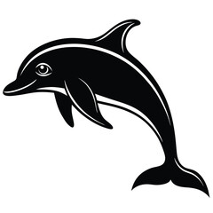 Fototapeta premium Elegant black and white dolphin illustration jumping isolated on a clean white background