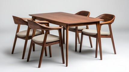 Elegant Midcentury Wooden Dining Set Arrangement