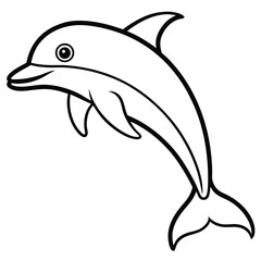Obraz premium Jumping dolphin vector illustration in black and white outlined for coloring or design projects