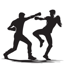 vector silhouettes of people fight with each other