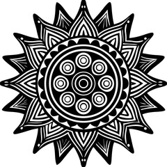 Abstract sunburst mandala design vector illustration for coloring pages and graphic design projects