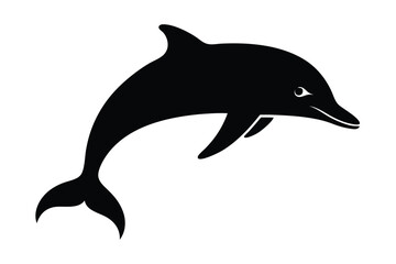Obraz premium Silhouette illustration of a playful dolphin jumping isolated on a white background