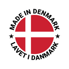 made in denmark circle stamp design vector with flag