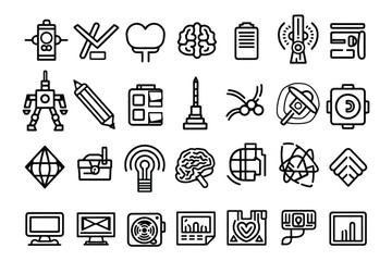 Technology icon set in thin line style.