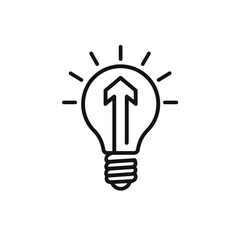 Lightbulb with Arrow Outline &ndash; Innovation and Growth Concept Illustration