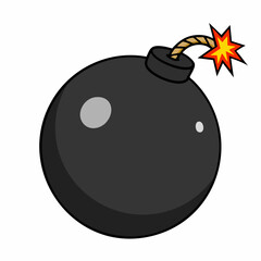 Cartoon Bomb with Fuse and ExplosionVector