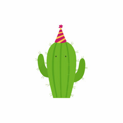Cactus Wearing Party HatVector