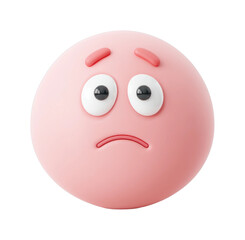 Sad pink emoji with worried expression and raised eyebrows