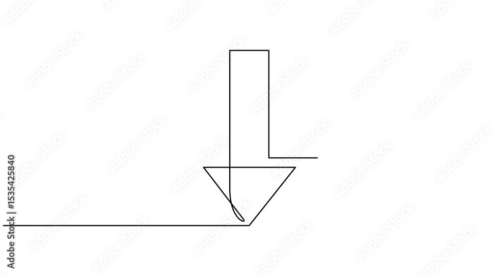 Poster continuous line drawing arrow up and down animation. video continuous one line of down arrow on whit
