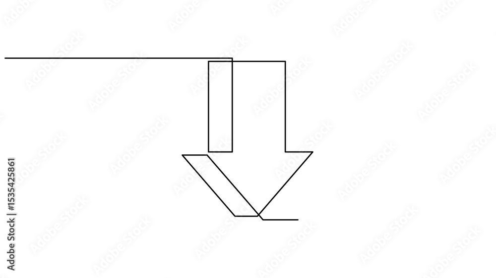 Poster continuous line drawing arrow up and down animation. video continuous one line of down arrow on whit