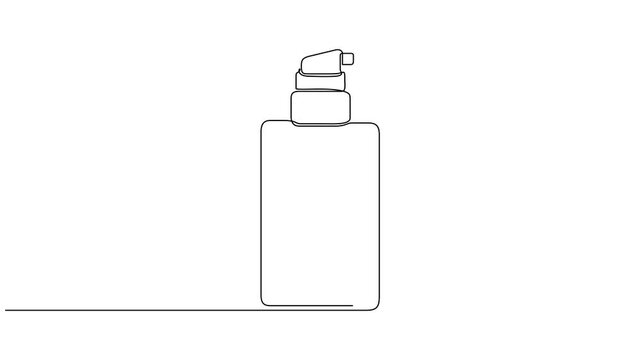 Cosmetic bottle, animated self drawing of single continuous line, continuous contour movement, Abstract set of nail polishes, Self drawing animation one continuous line draw, 4l animation.