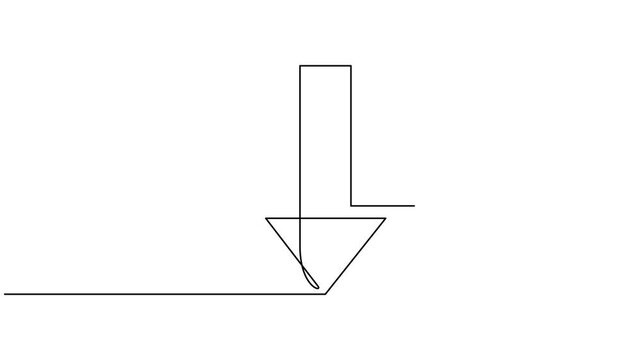 Continuous line drawing arrow up and down animation. Video continuous one line of down arrow on white background. 4K animaton video.