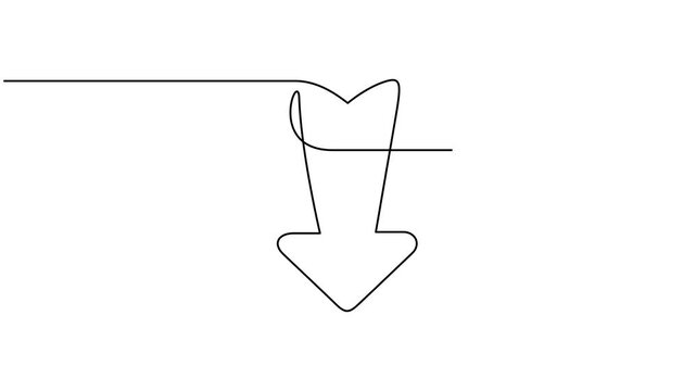 Continuous line drawing arrow up and down animation. Video continuous one line of down arrow on white background. 4K animaton video.