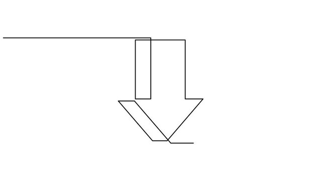 Continuous line drawing arrow up and down animation. Video continuous one line of down arrow on white background. 4K animaton video.