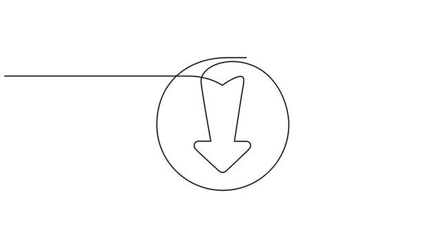 Continuous line drawing arrow up and down animation. Video continuous one line of down arrow on white background. 4K animaton video.