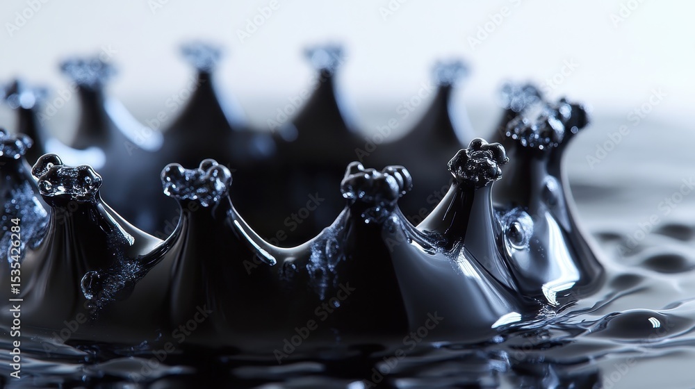 Poster black ferrofluid in motion with soft morphing future robotics design