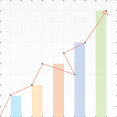 grow arrow in  modular grid gray square for design, infographics
