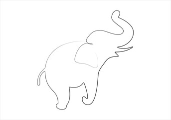 Continuous one line art elephant illustration