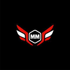 MM Initials Vektor Stok Otomotif Logo Design