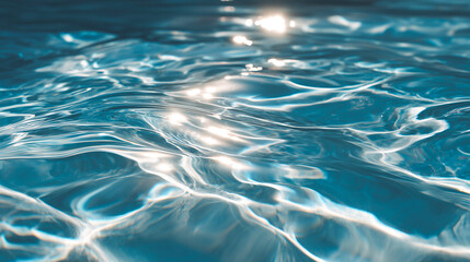 Fototapeta premium きらめく水面と揺らぎの光が織りなす幻想的な青の世界（美容・コスメ・背景・癒やし・旅行）