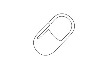 single continuous line capsule tablets line art vector illustration with, Hand holding tablet one line art style. Vector illustration on white background.