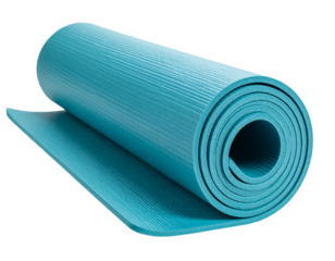 Textured Yoga Mat Partially Rolled with Grip Pattern Visible, Transparent