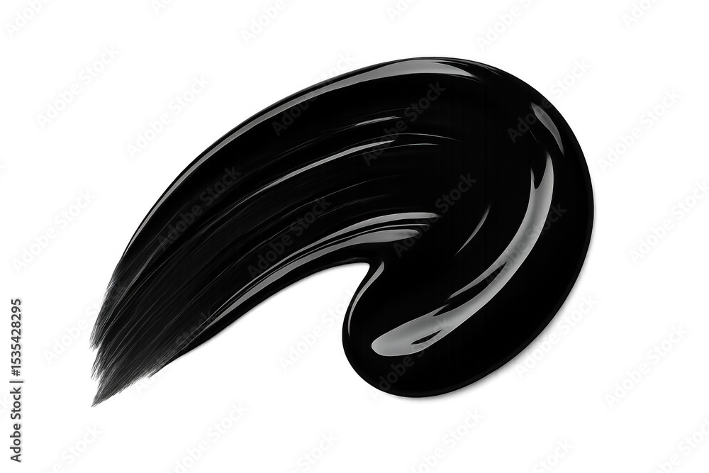 Poster glossy black paint is creating an abstract shape on a transparent background, perfect for adding a t