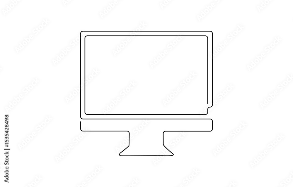 Poster continuous single one line of computer and its accessories like pc monitor and keyboard , black and 