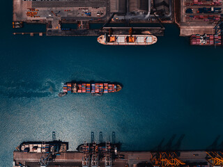 shipping commercial port in black sea load unloading cargo from container ship import export by...