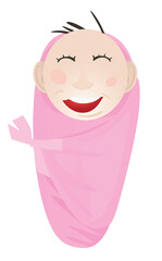 Newborn baby girl. vector illustration	