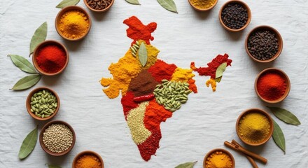 India map spices culinary herbs aromatic ingredients flavorful cuisine food