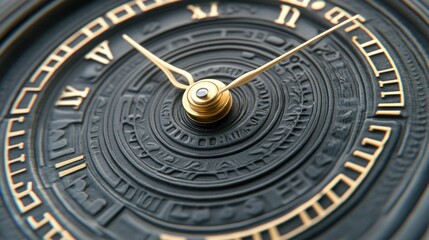 Intricate Clock Face with Ancient Design Elements