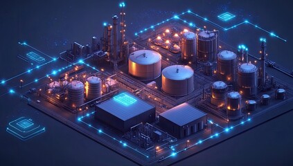 Fototapeta premium Industrial complex with digital network