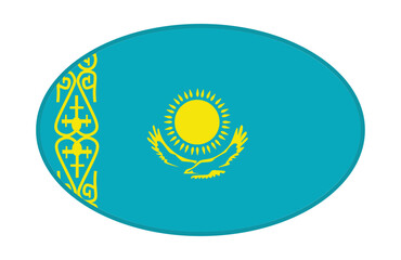 Kazakhstan flag ellipse shaped. vector	