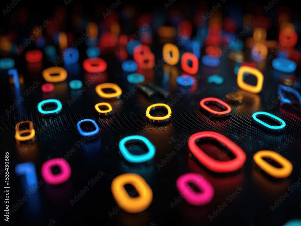 Poster abstract binary neon numbers