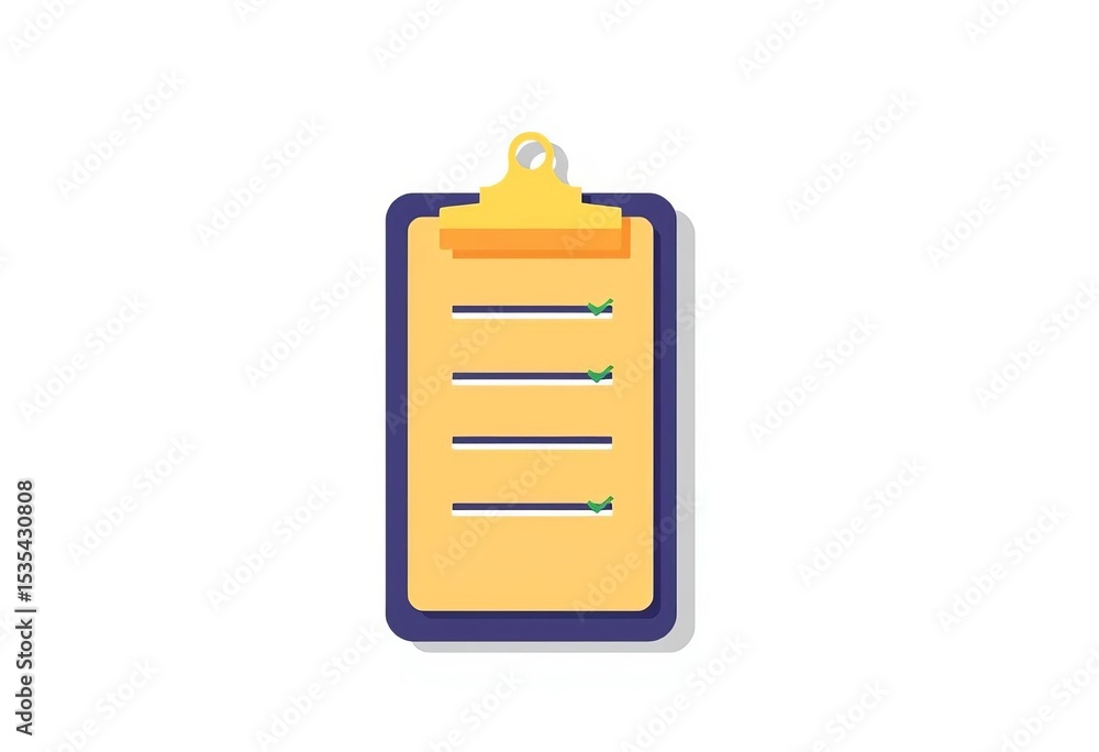 Poster flat vector icon of clipboard with checklist and checkmarks, showing task completion, vector, manage