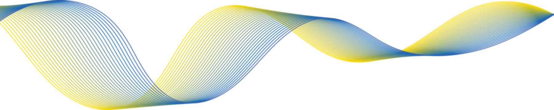 Thin line wavy Vector illustration isolated on transparent background, bule and yellow color 