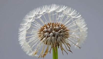Dandelion Seed Head Macro on Gray