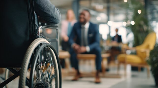 Person in wheelchair with colleagues in an office