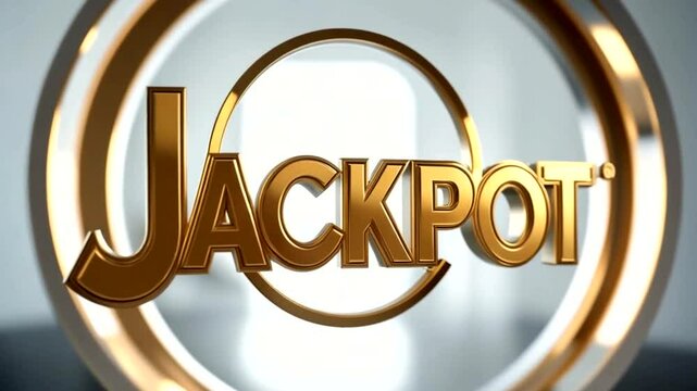 Neon light jackpot retro signboard and golden foil confetti against a light burst background. Vector illustration. Jackpot light bulb frame signboard. Jackpot logo.