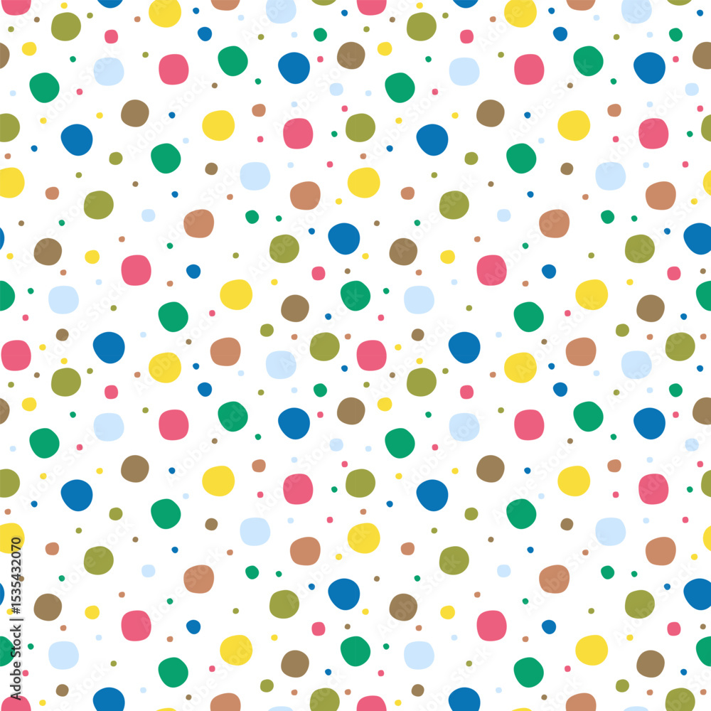 Aufkleber polka dot seamless pattern, random colorful dots print. repeating texture with playful spots in mode