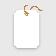 Blank White Price Tag with Rope and Gold Eyelet