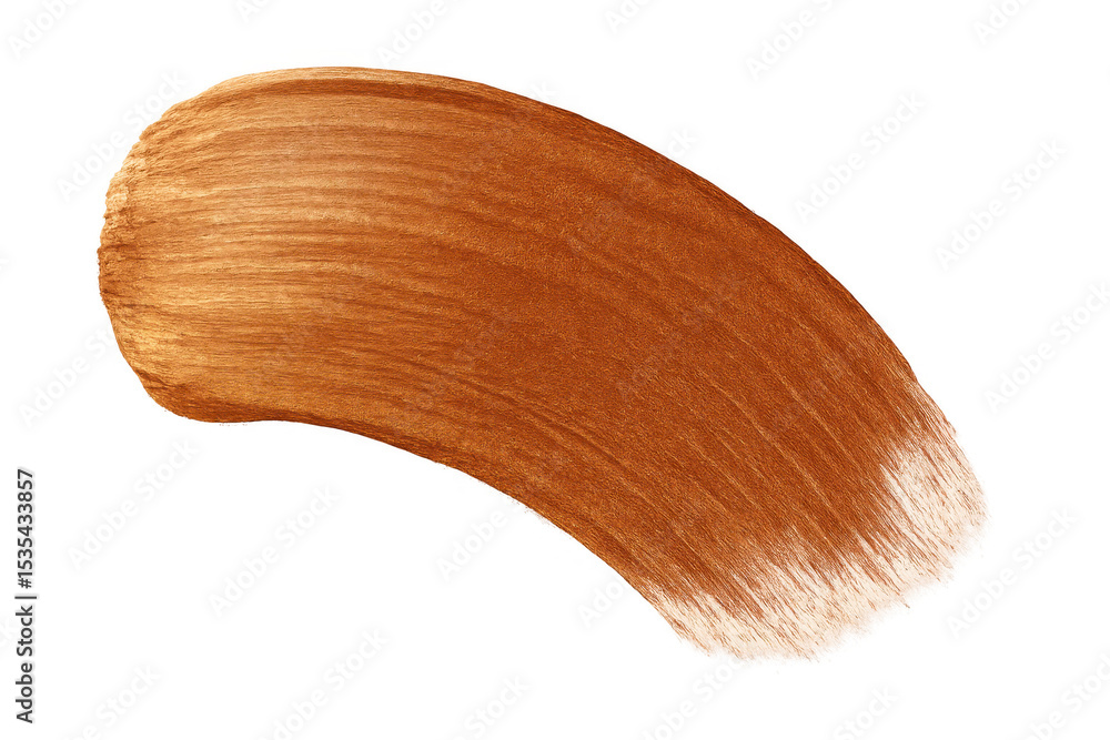 Poster smearing bronze metallic paint into a curved shape, creating an artistic element against a transpare