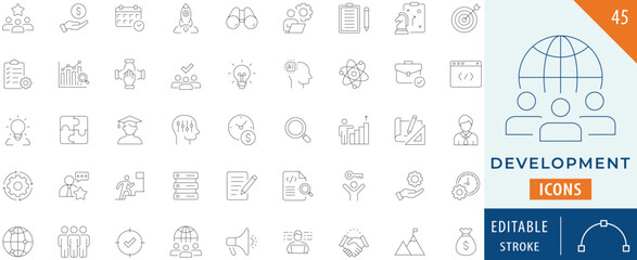 Development icon collection set. Editable stroke.