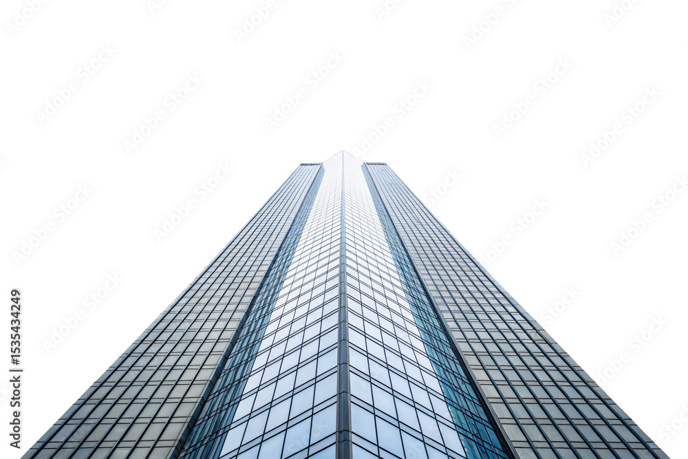 Poster modern glass skyscraper photographed from below showing geometric patterns and reflective windows ag